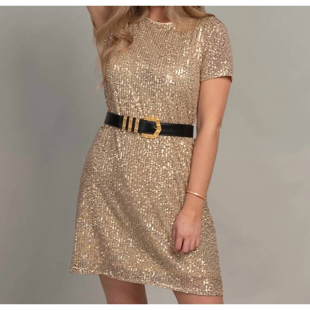 NEW HANNAH & GRACIE moonlight sequin dress in gold